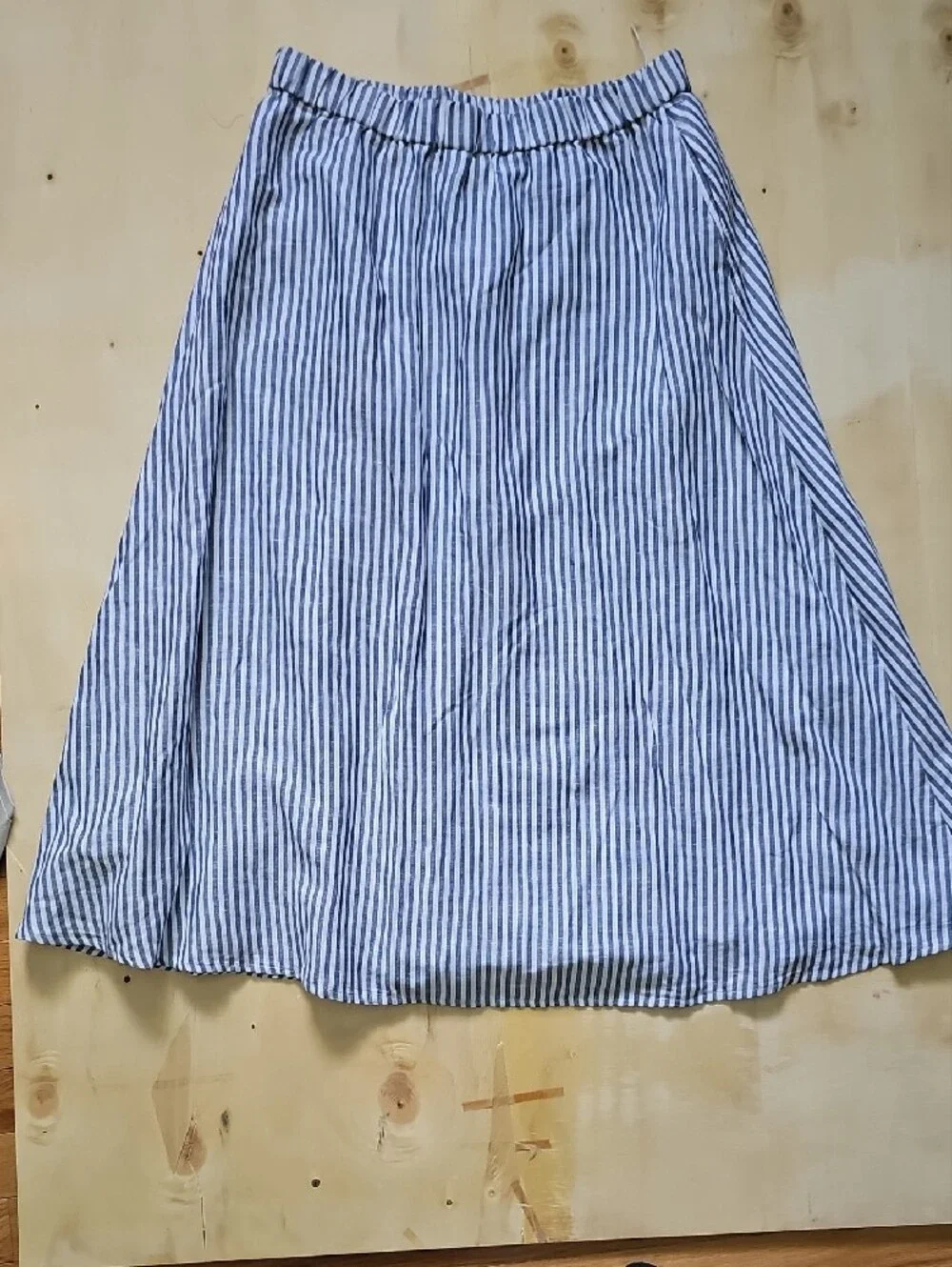 Talbots Linen Blend Blue and White Striped A-Line Women’s Skirt